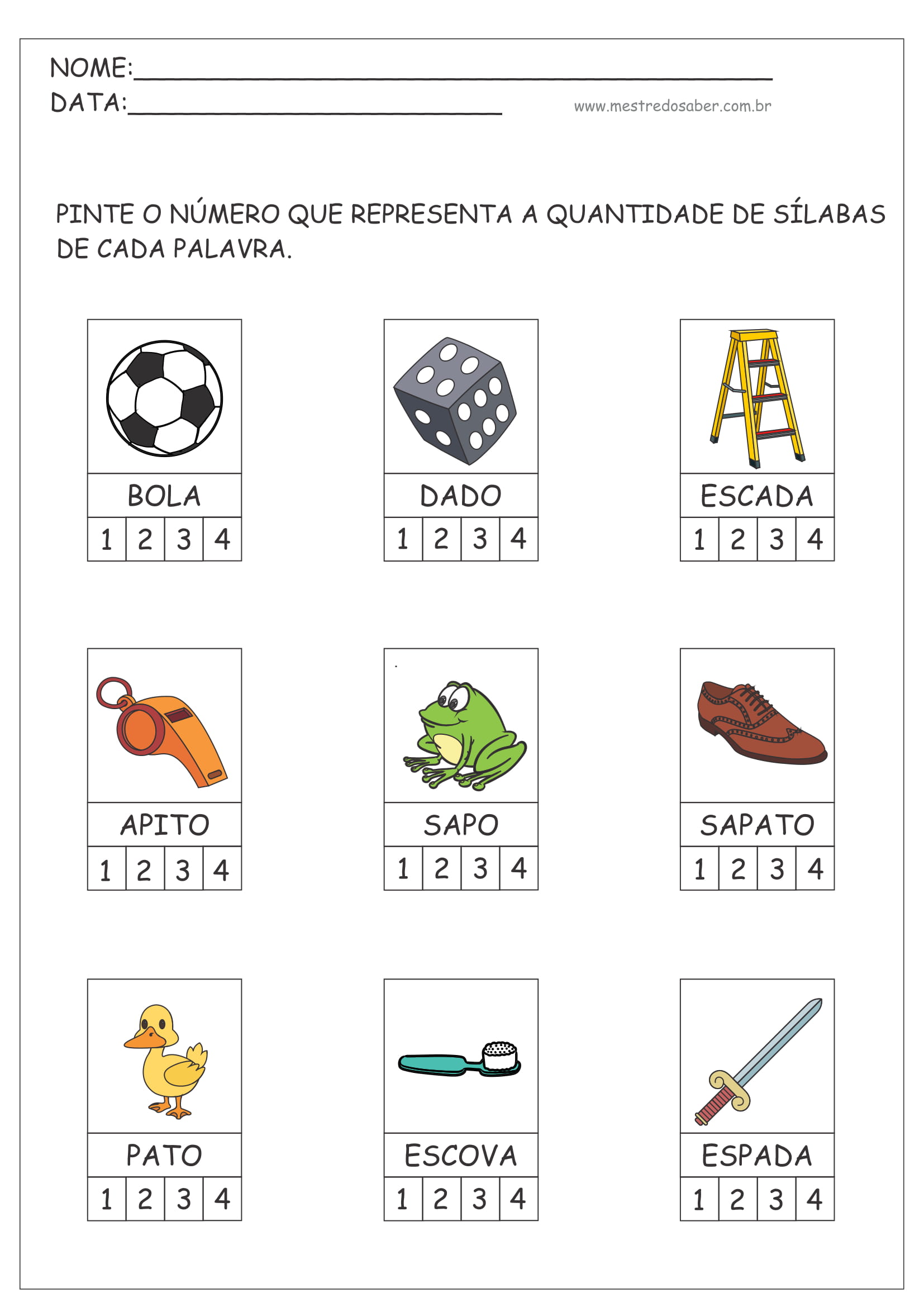 Atividades com Sílabas