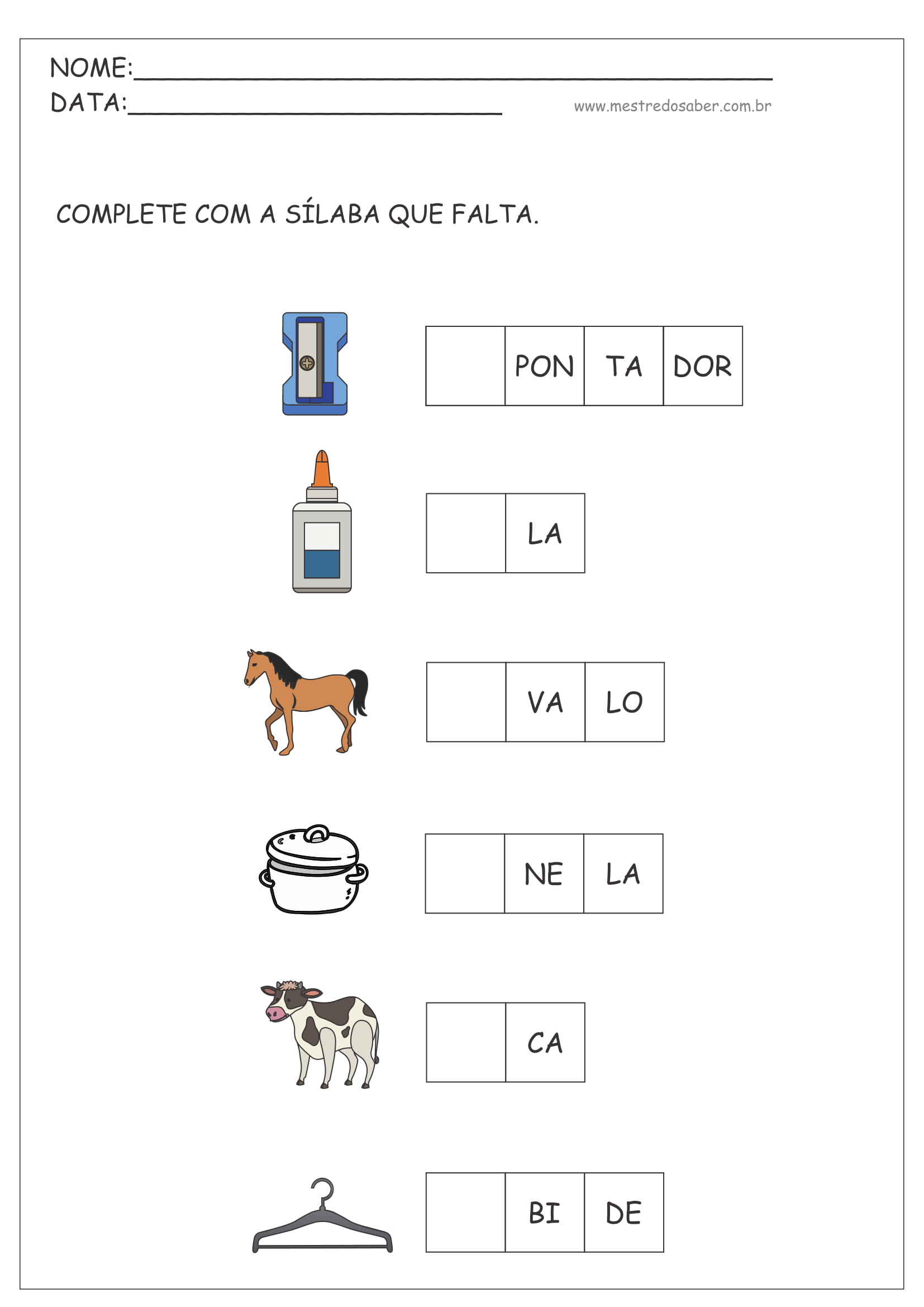 Atividades com Sílabas - Imagem 4