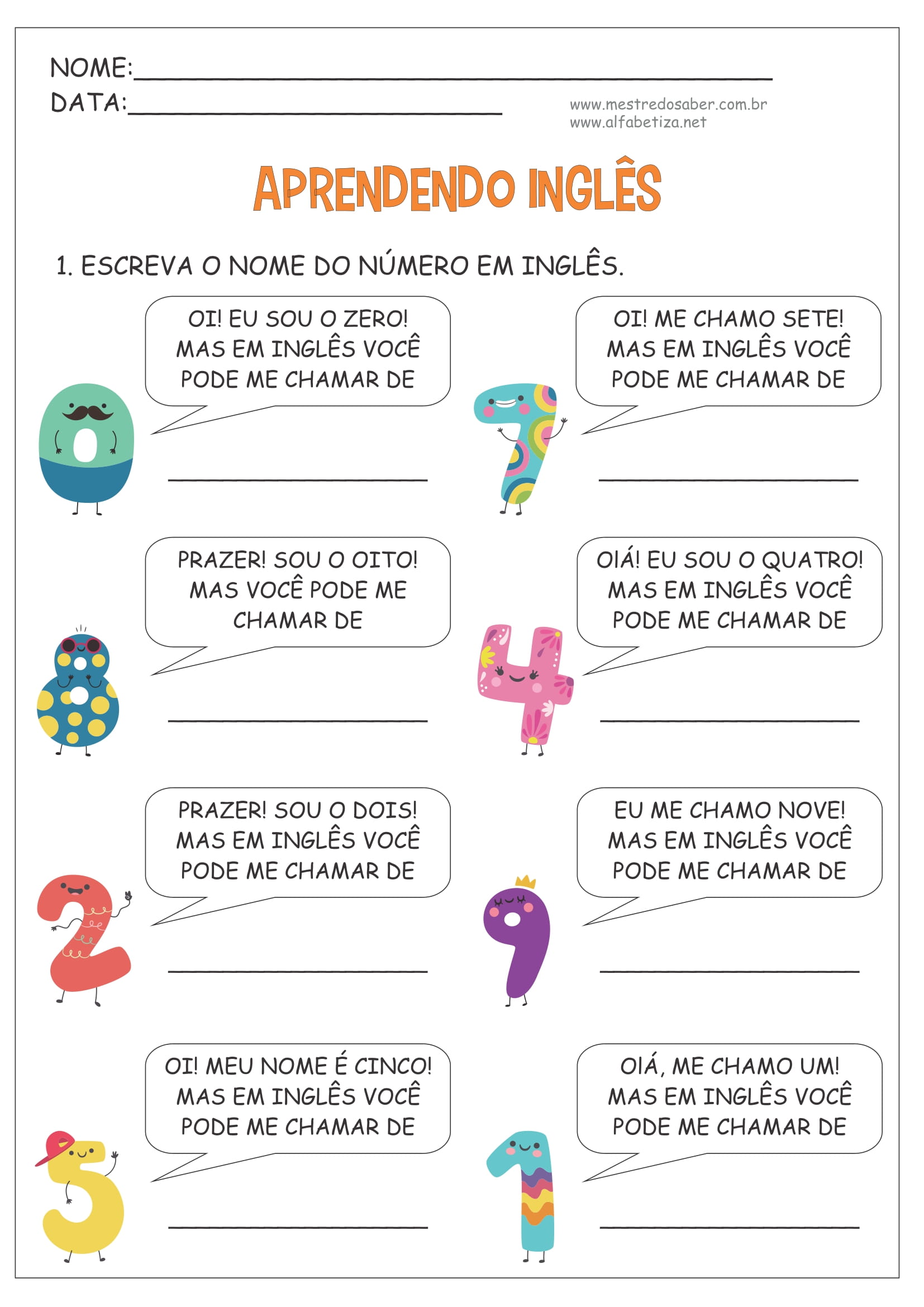 Atividades de Inglês para Educação Infantil