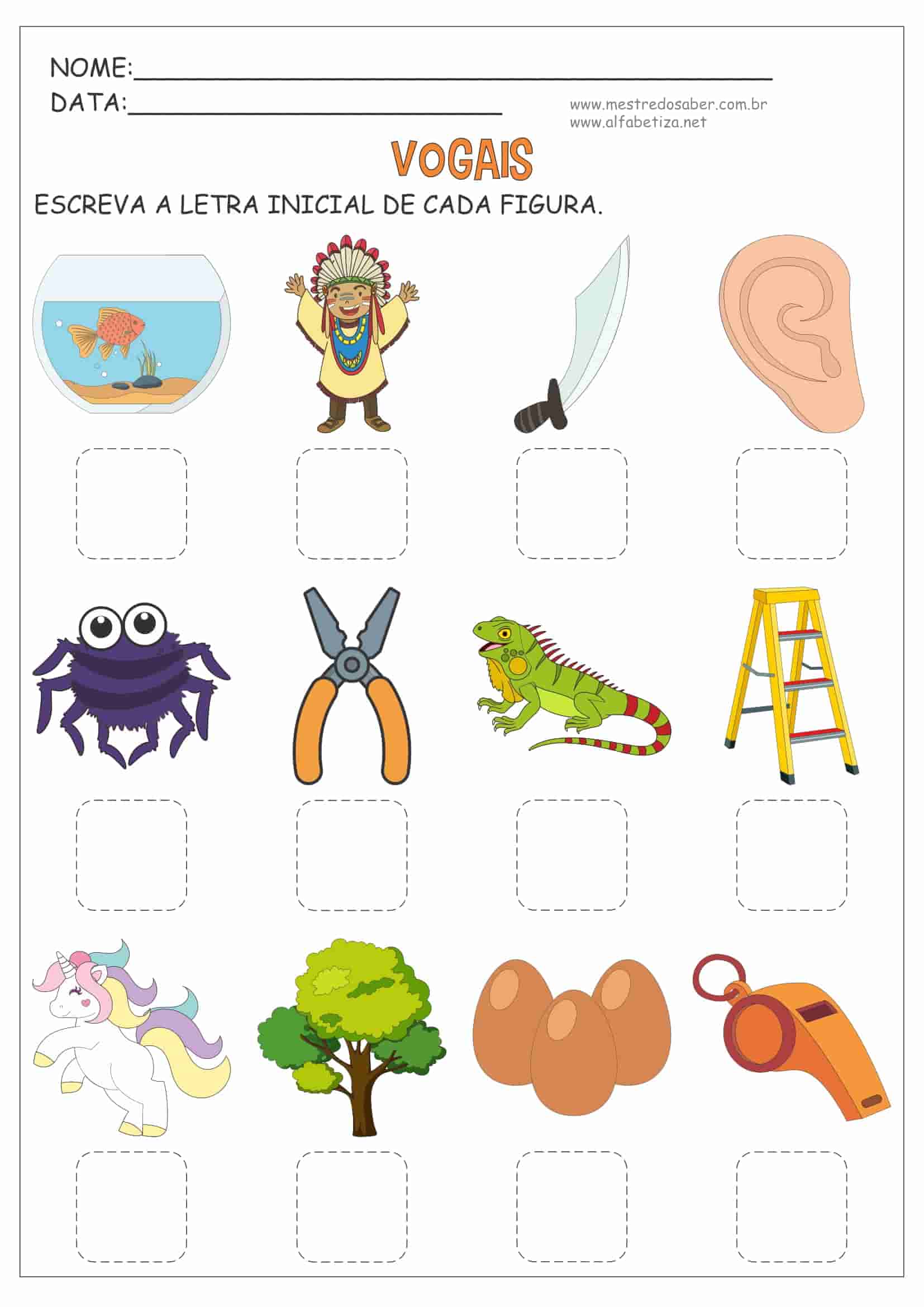 Atividades de Alfabetização 1 ano Vogais