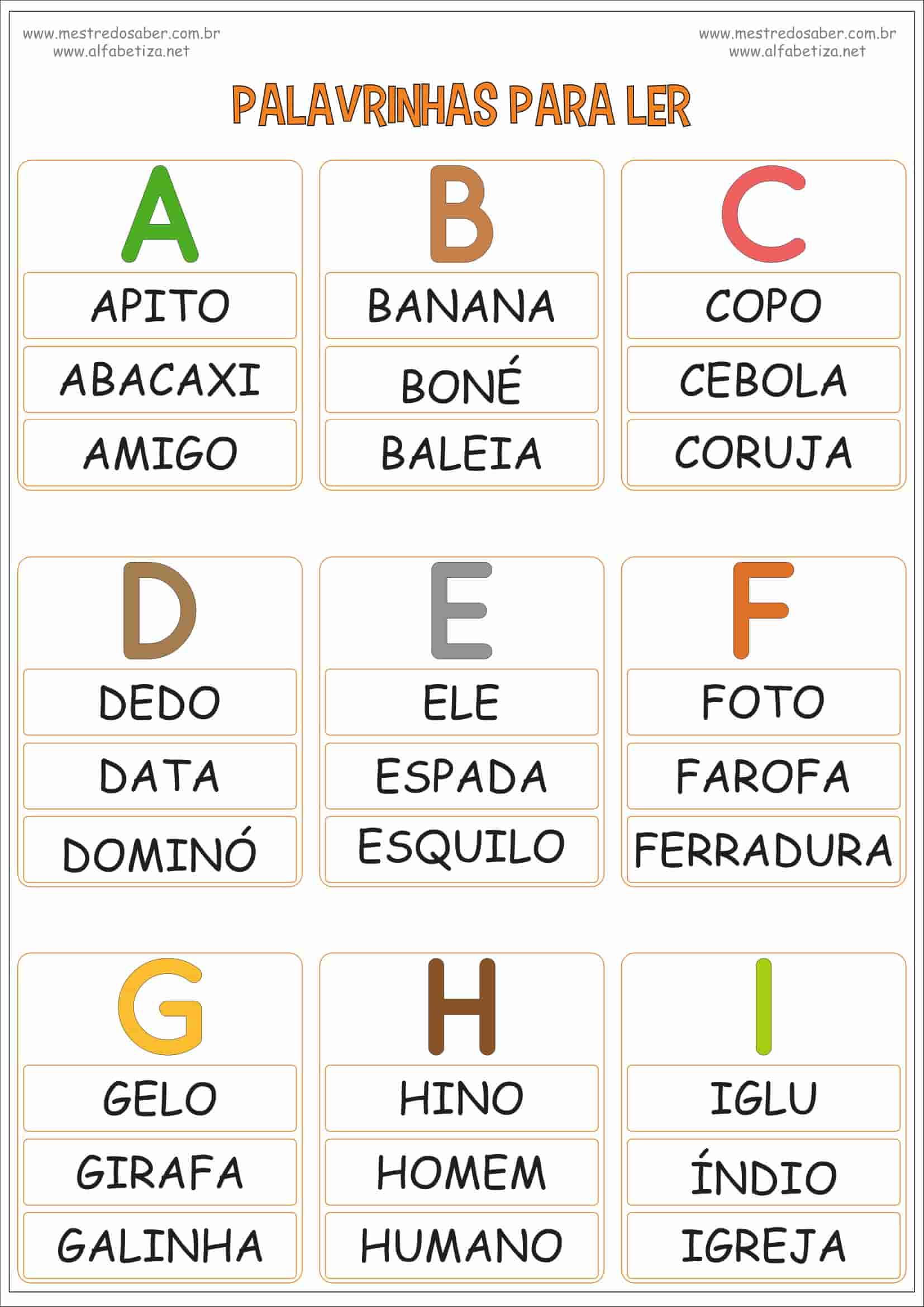 Palavrinhas para Ler