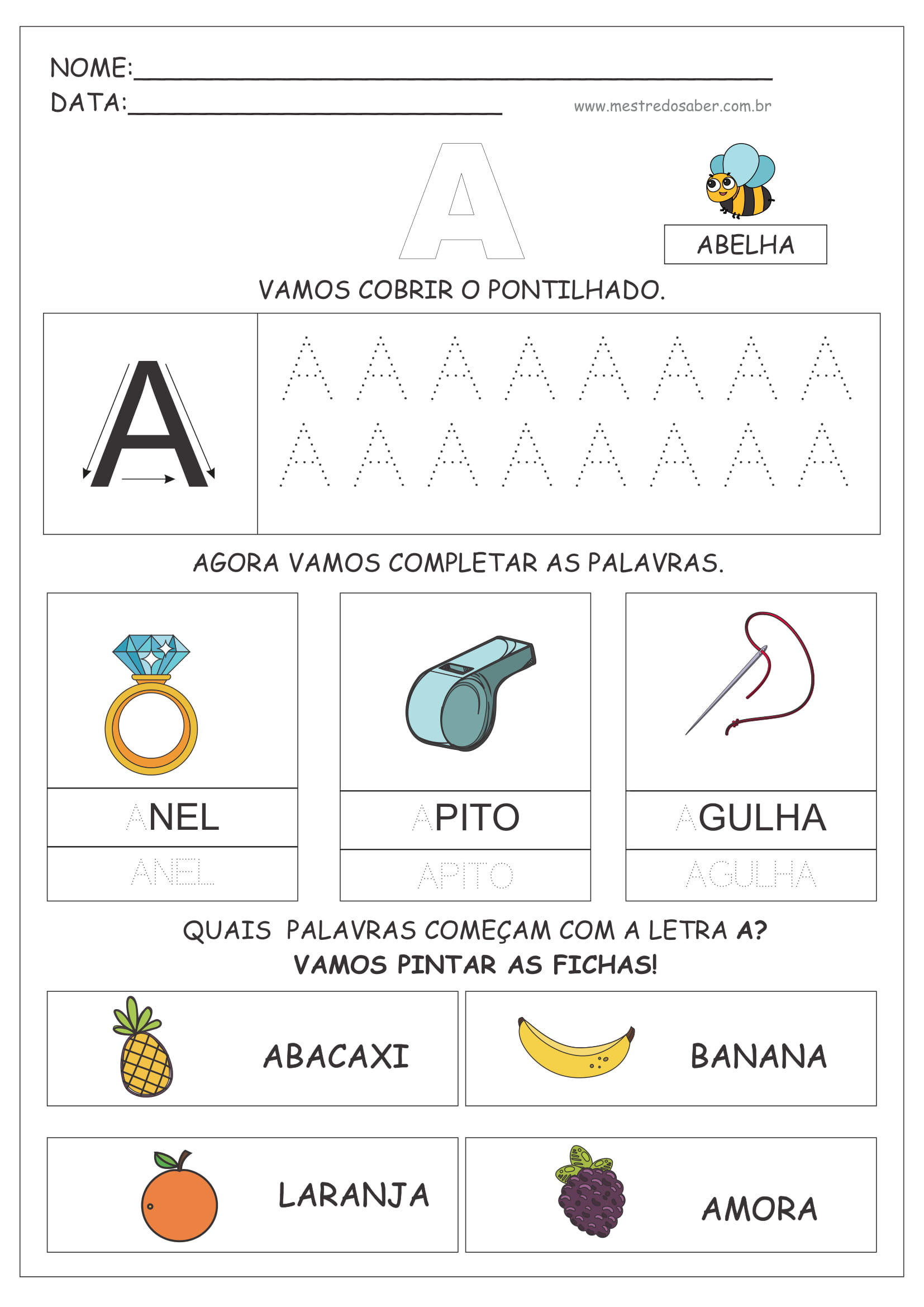 ALFABETIZAÇÃO : ATIVIDADES DE ALFABETIZAÇÃO, COMPLETAR AS PALAVRAS