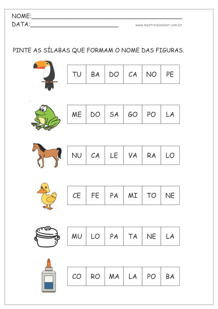 Atividades com Sílabas - Mestre do Saber - Loja