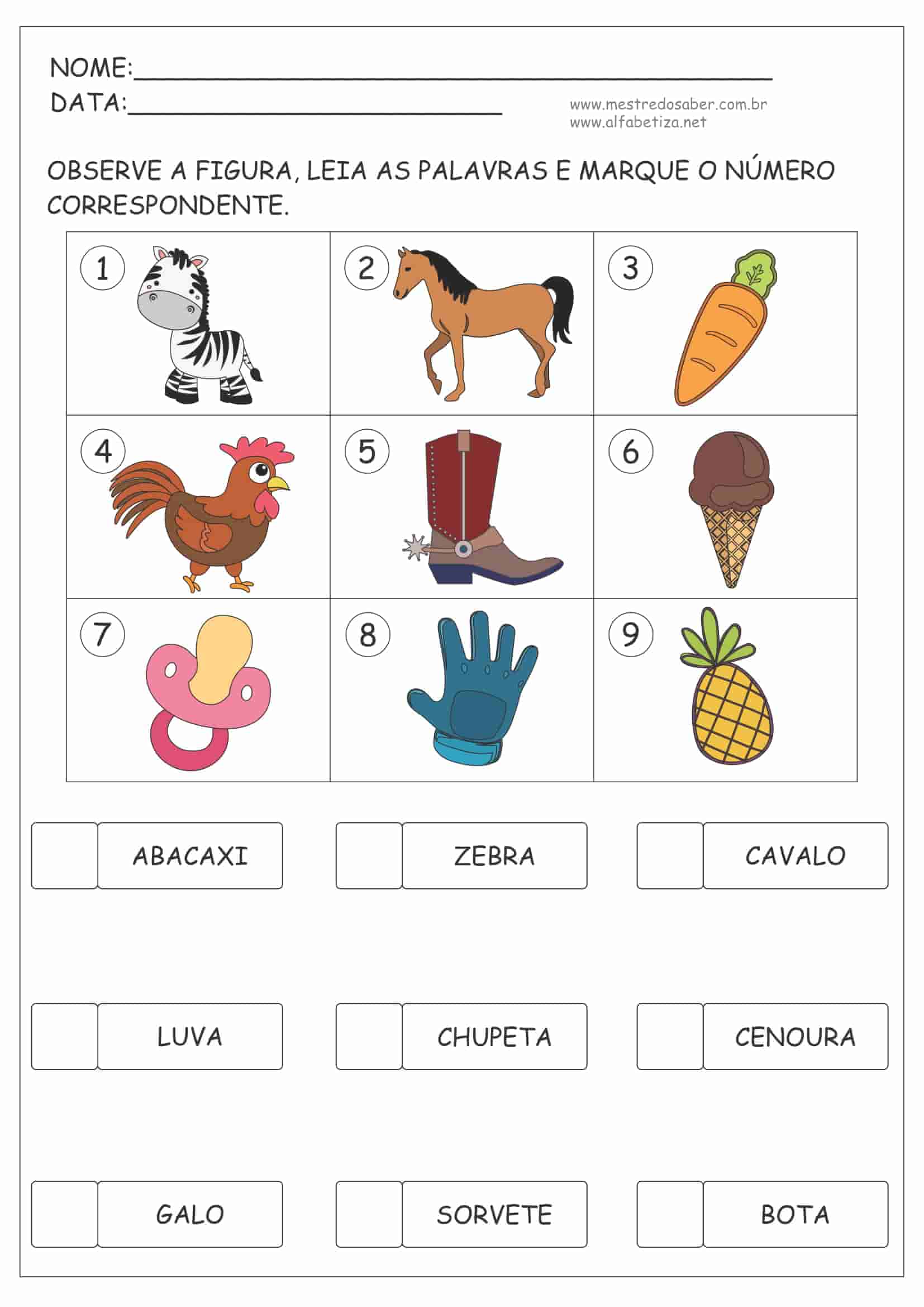 Exercícios de Português - Alfabetização (1º e 2º ano) 2