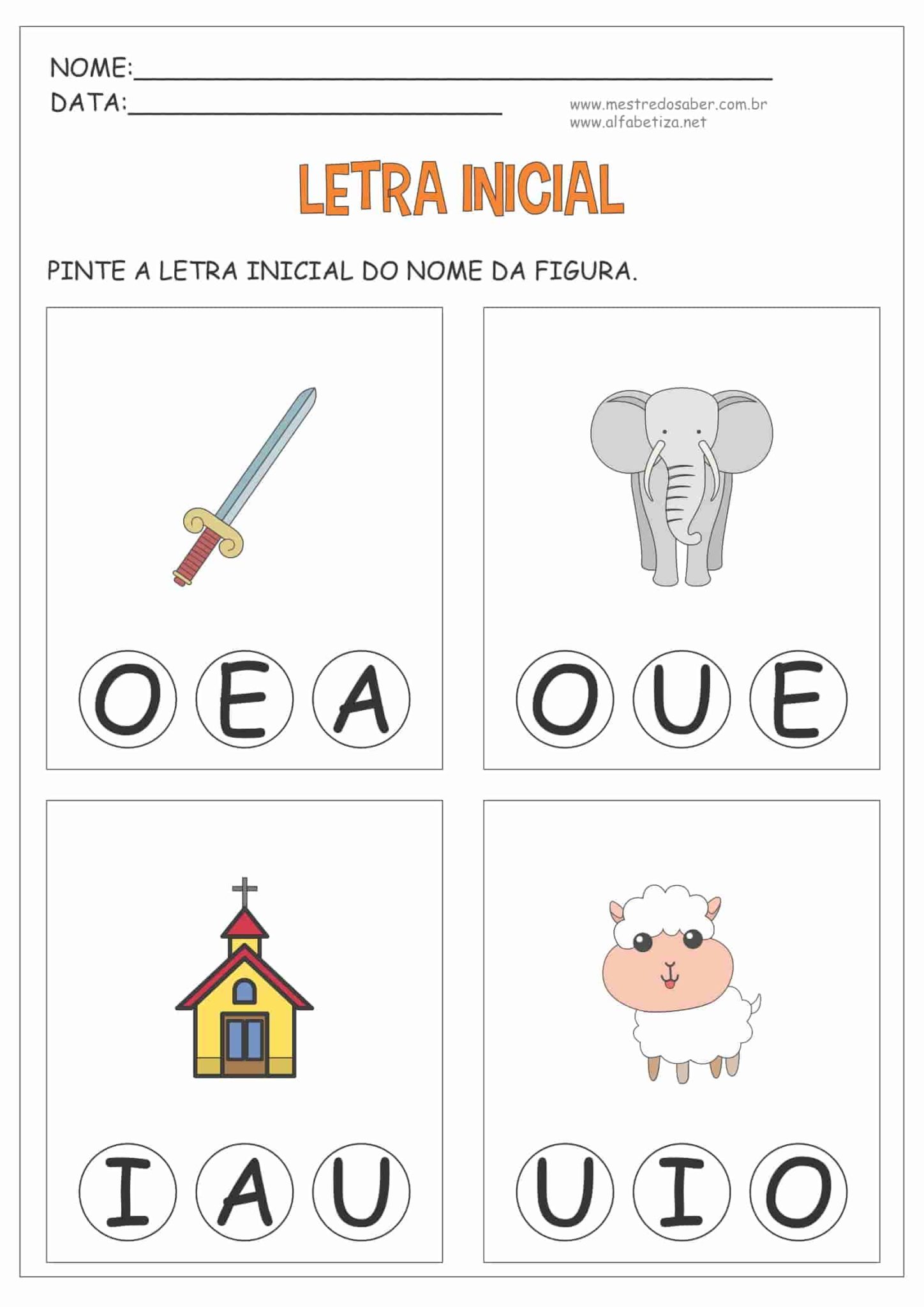 Atividades com Letra Inicial para Educação Infantil - Mestre do Saber ...