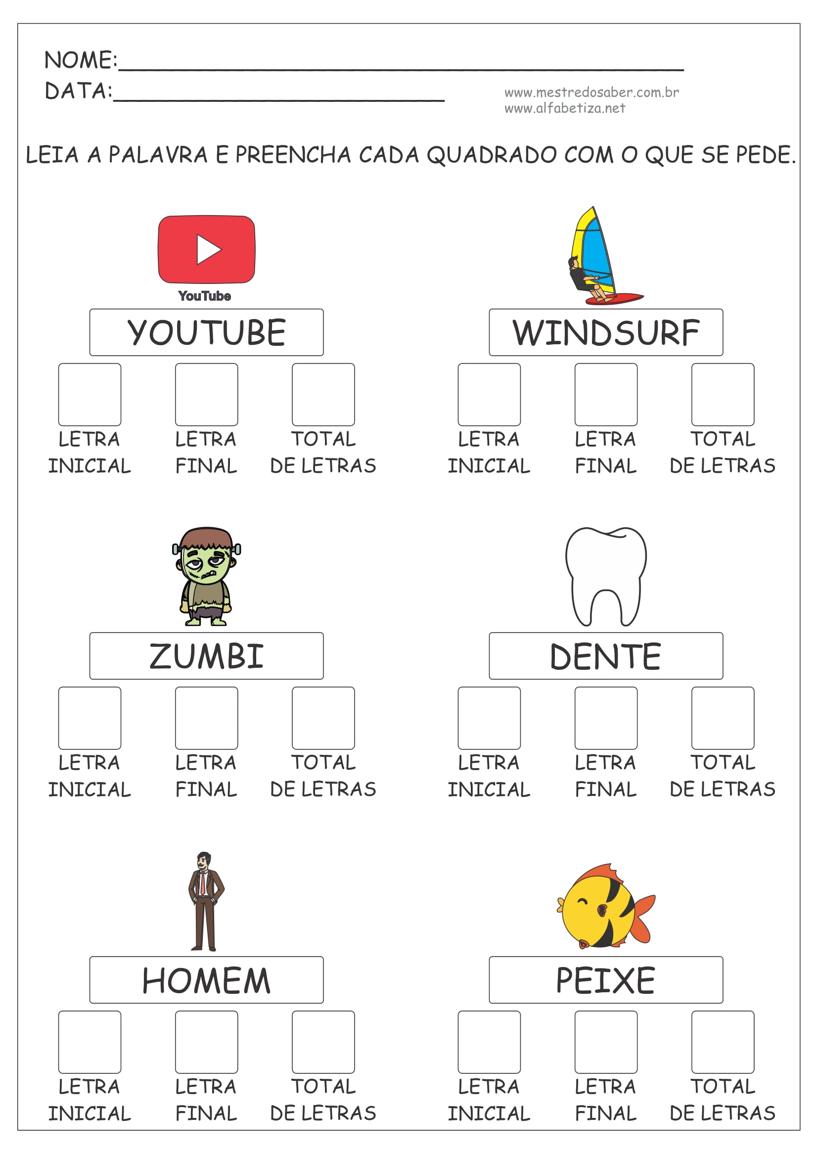 Exercícios de Português - Alfabetização (1º e 2º ano) 2