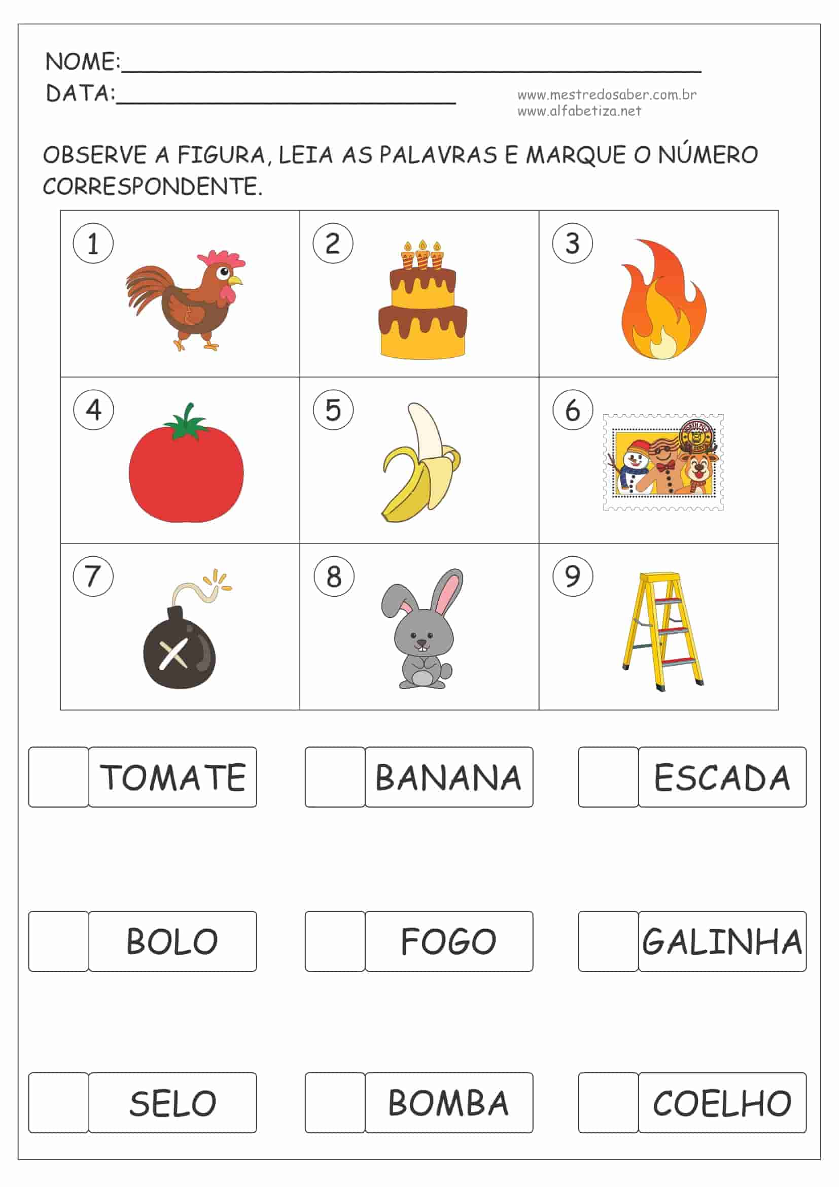 Exercícios de Português - Alfabetização (1º e 2º ano) 2