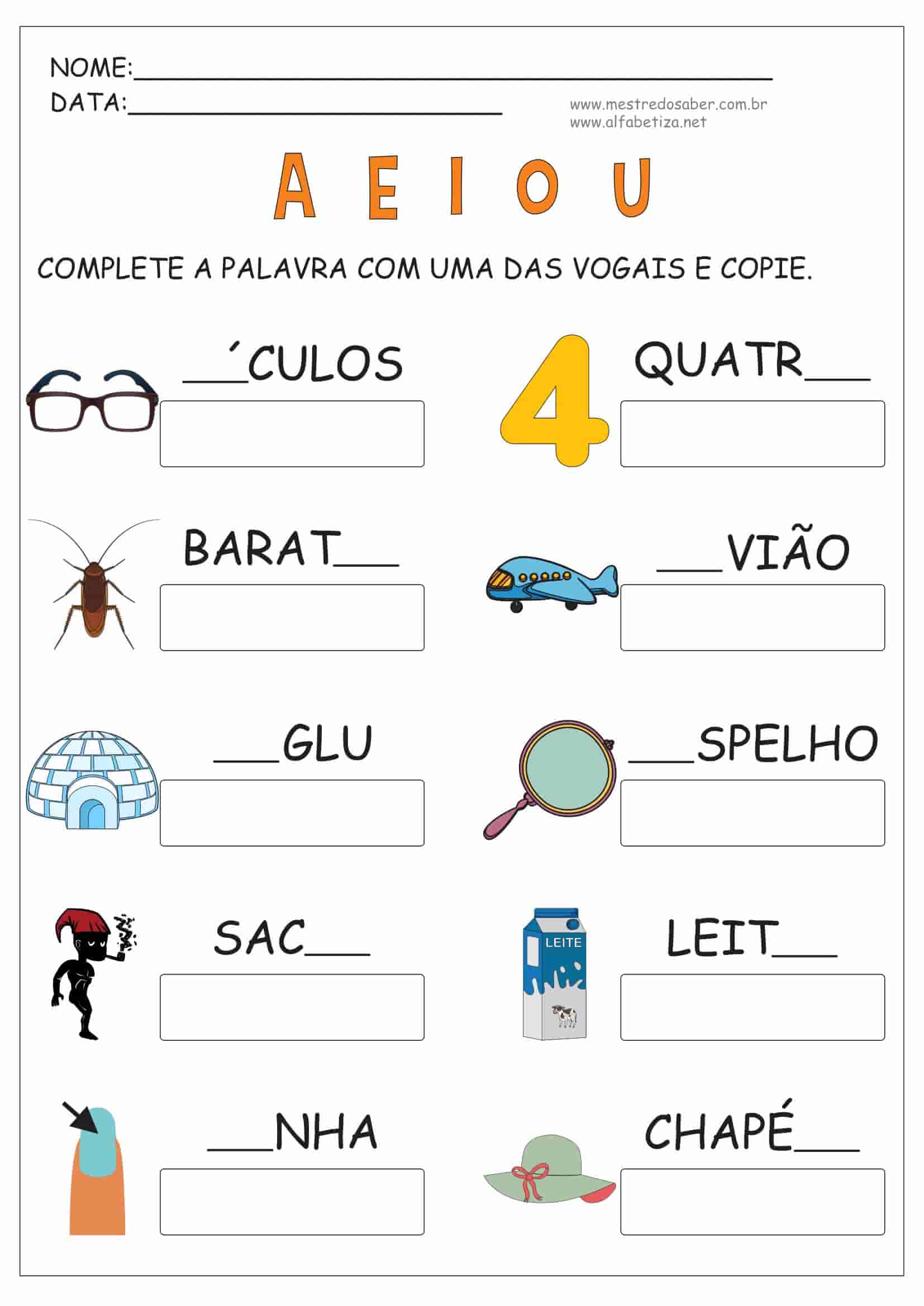 Atividades de Alfabetização 1 ano Vogais - Mestre do Saber - Loja