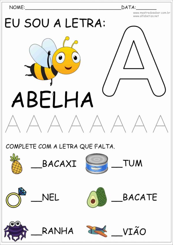 Atividades com as Letras do Alfabeto Educação Infantil