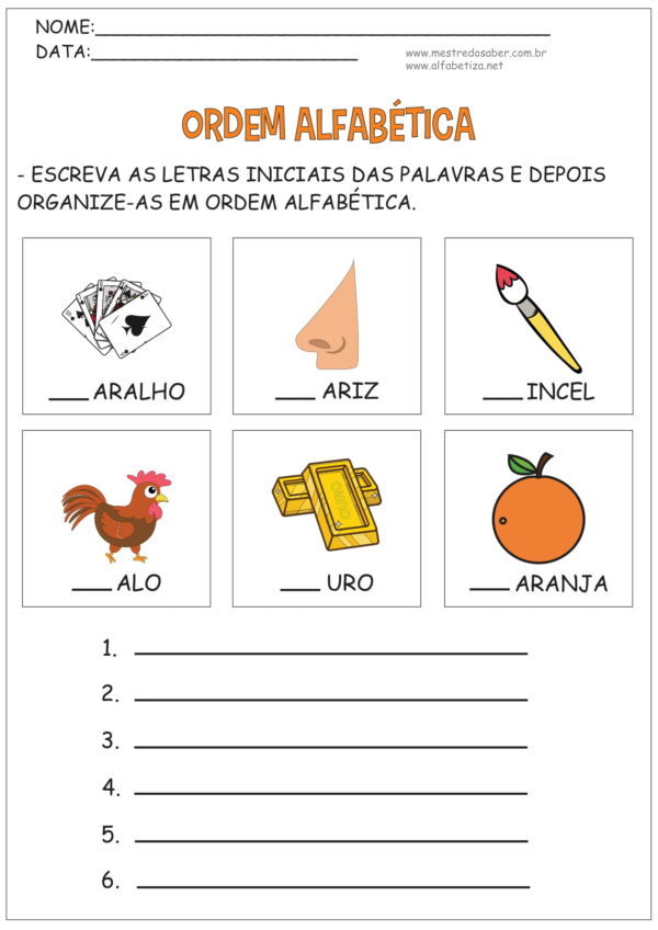 Ordem Alfabética Atividades - Imagem 2