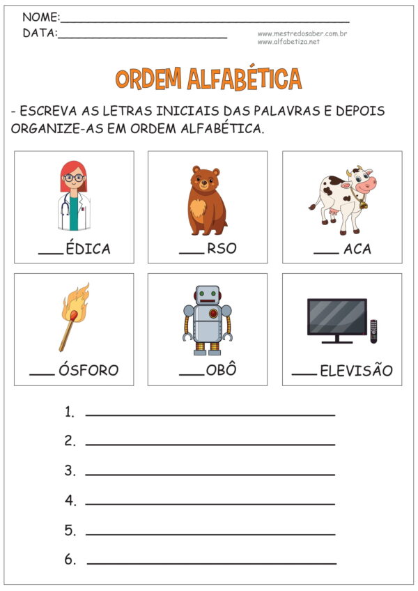 Ordem Alfabética Atividades - Imagem 4