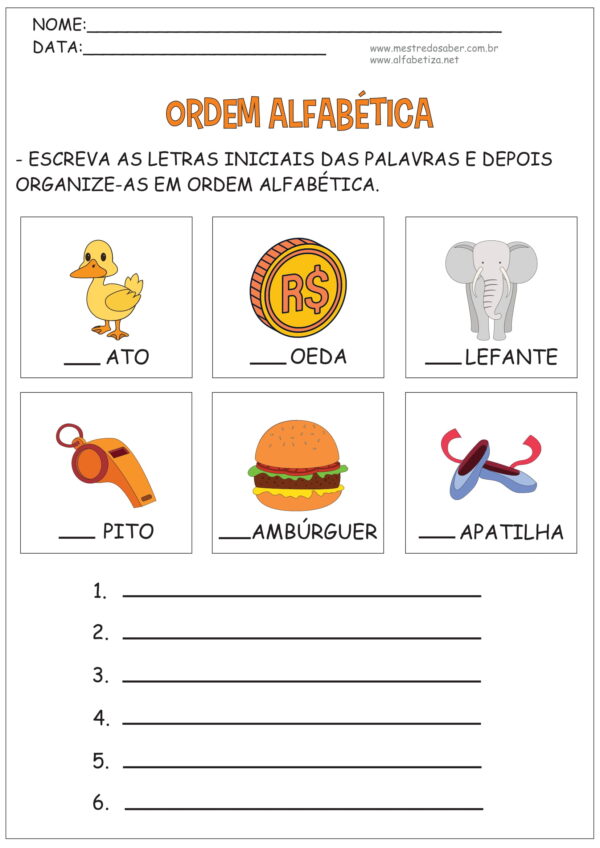 Ordem Alfabética Atividades - Imagem 5
